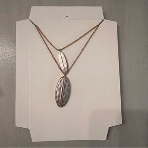Romolo Silver & Gold Double Chain Leaf Pendant Necklace NWT